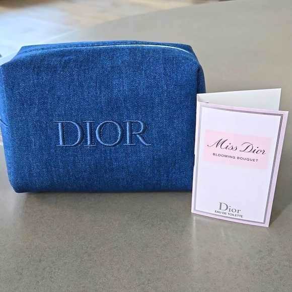New never used DIOR denim bag pouch Dior denim Star charm & Miss Dior - Picture 1 of 8